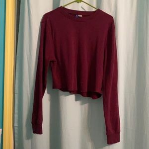 H&M cropped sweatshirt maroon
